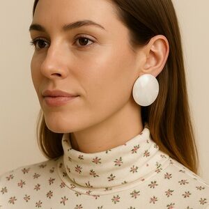 Vintage Mother of Pearl Statement Earrings – Oversized Iridescent